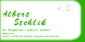 albert stehlik business card